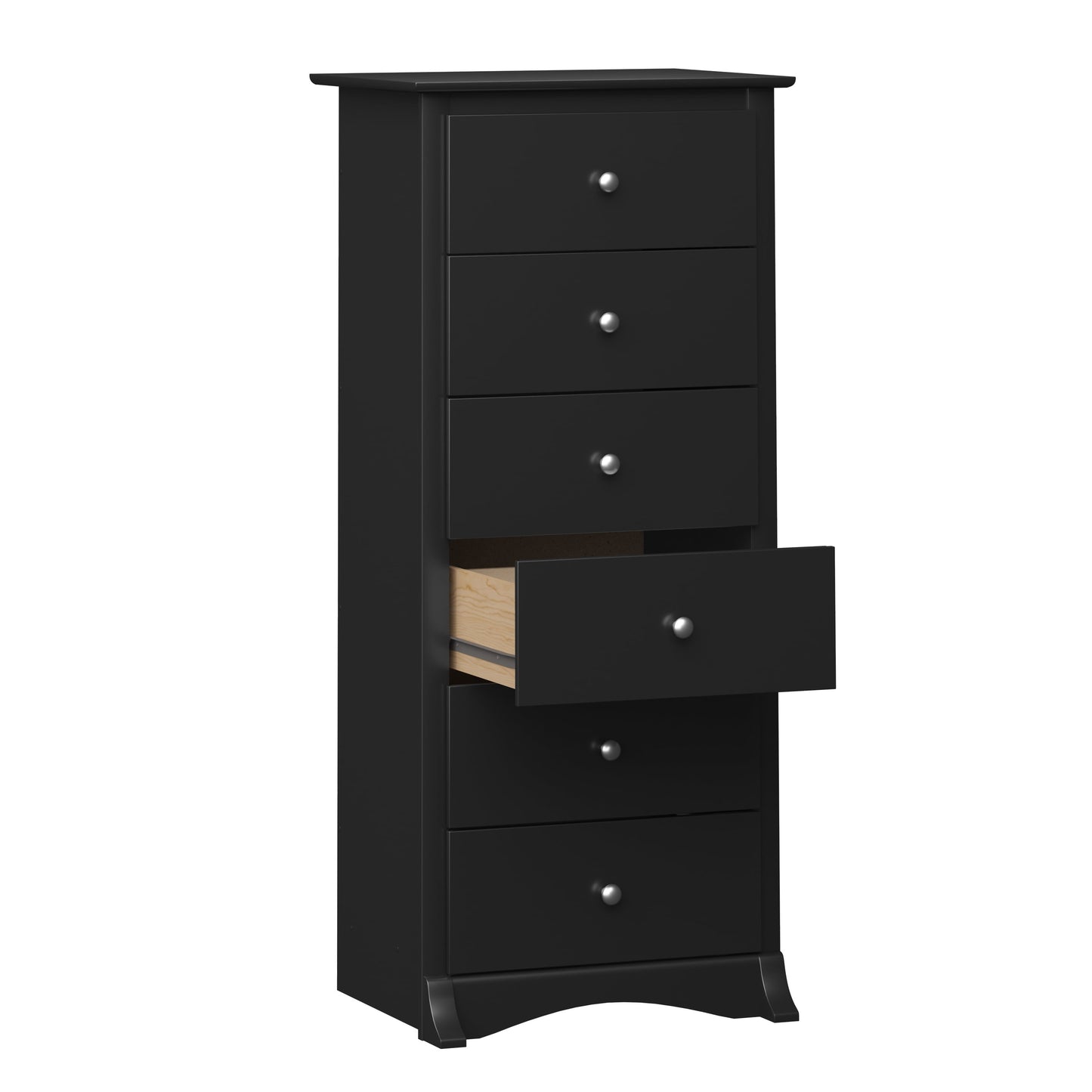 Sonoma 6-Drawer Wooden Dresser Chest, 19" x 23.25" x 52.75", Black Finish