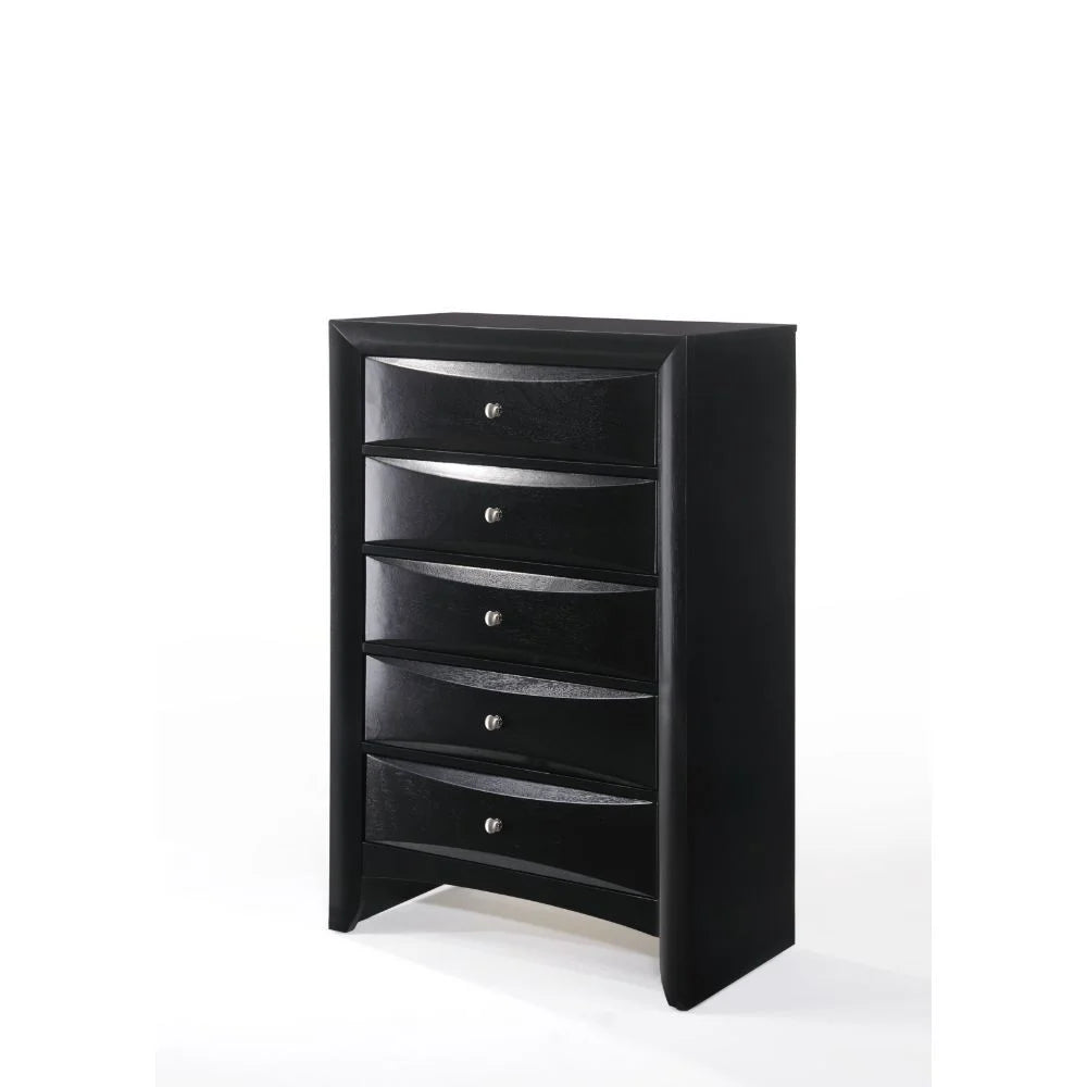 Modern 5-Piece Black Wood King Bedroom Set