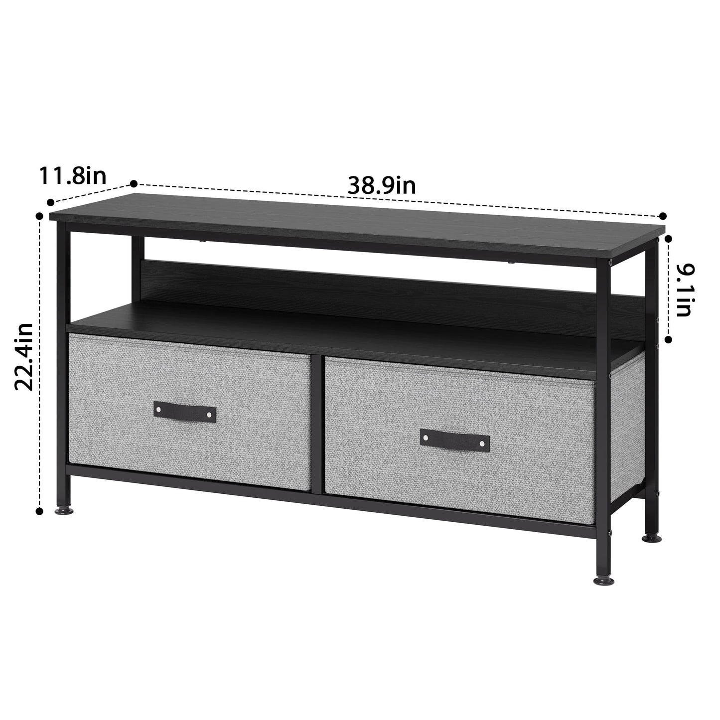 50-Inch Dresser TV Stand with 2 Drawers and Shelves - Compact Media Console for Bedroom