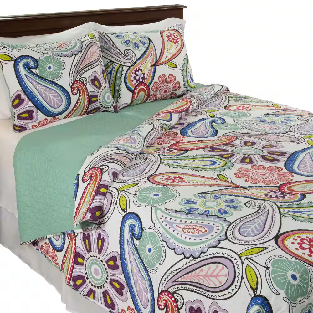 Lizzie 3-Piece Green King Quilt Set