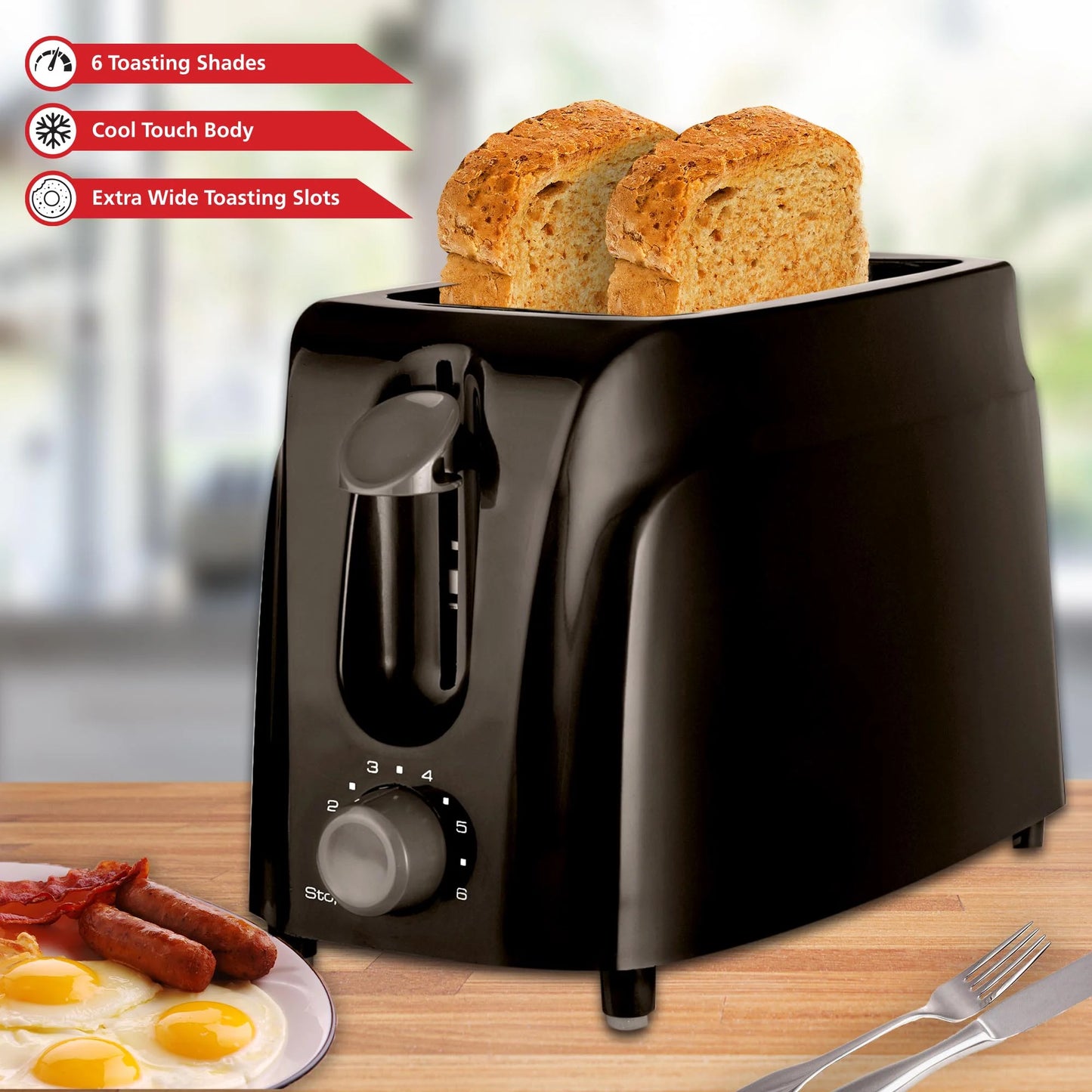 Cool Touch Black 2-Slice Toaster