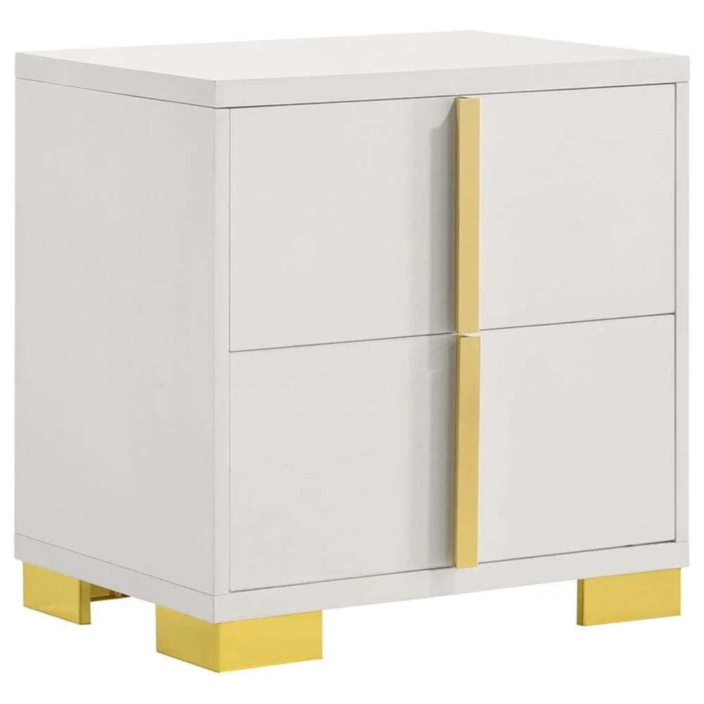 Contemporary 4-Piece Queen Bedroom Set in White and Gold by