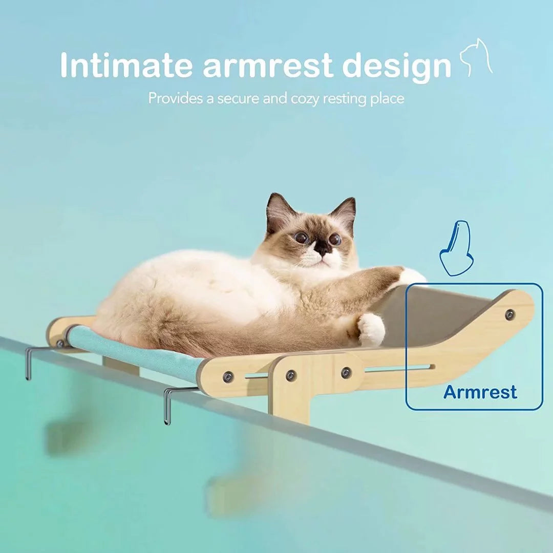 Medium Cat Window Perch Lounge Hammock Seat Bed for Indoor Cats, Blue
