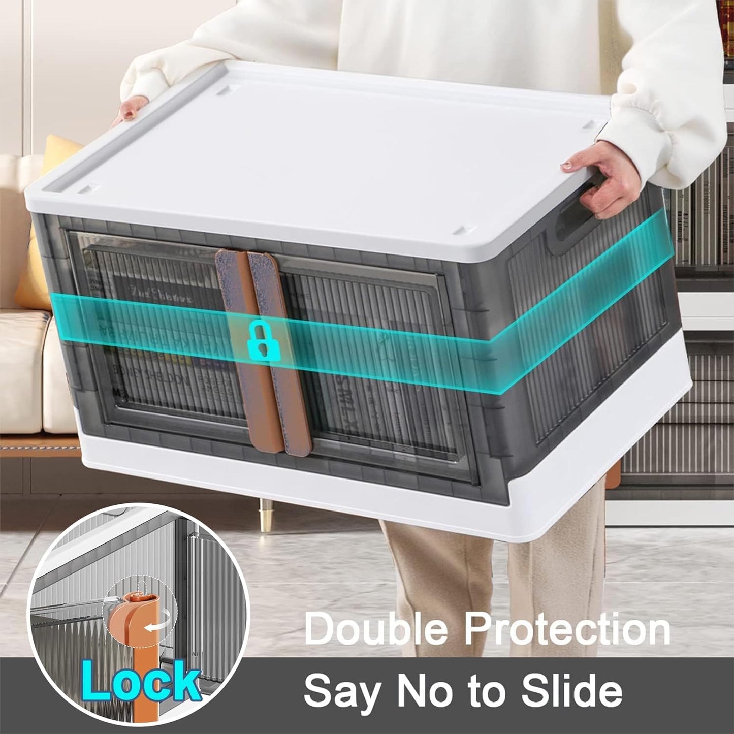 4 Packs Folding Box Storage Bins with Lids