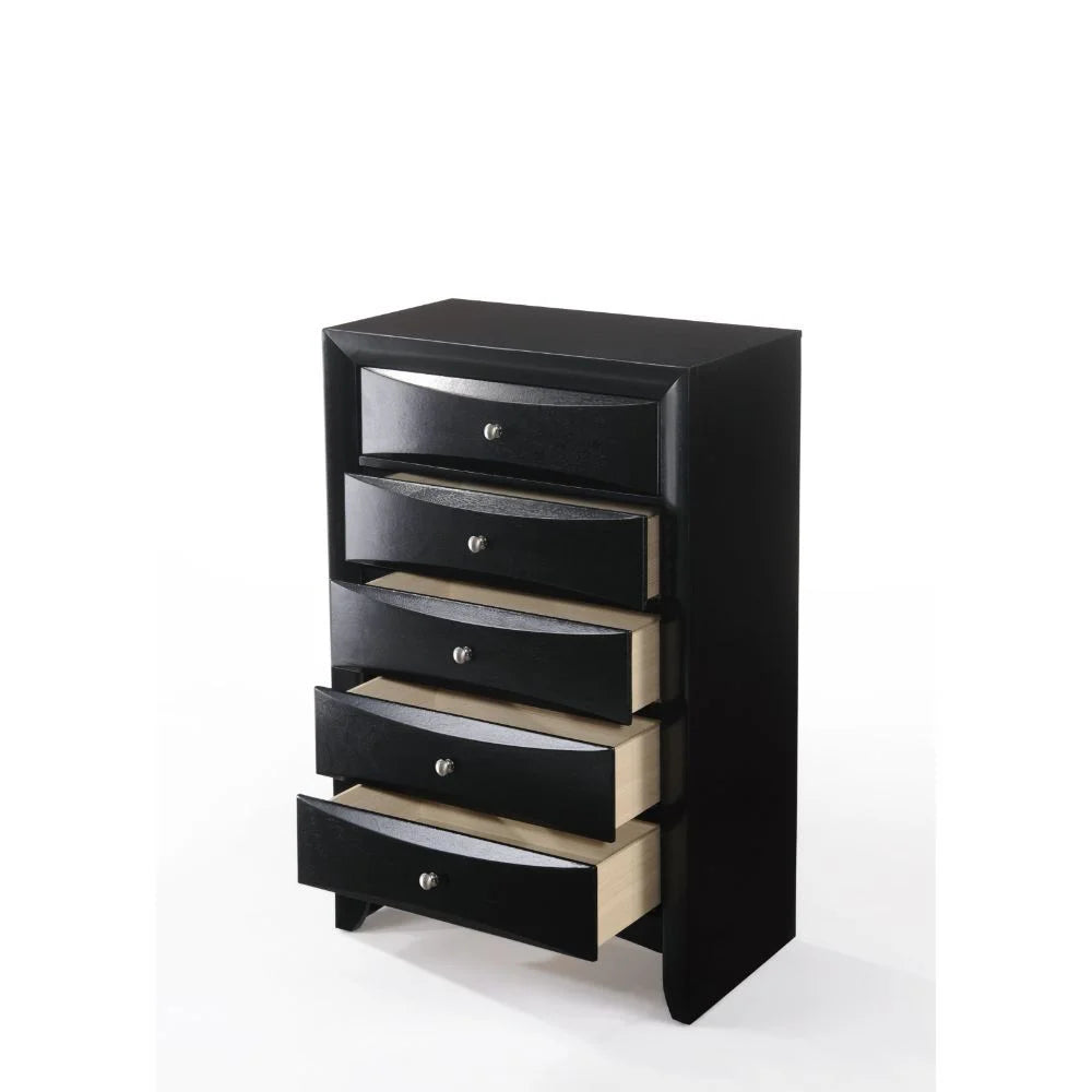 Modern 5-Piece Black Wood King Bedroom Set