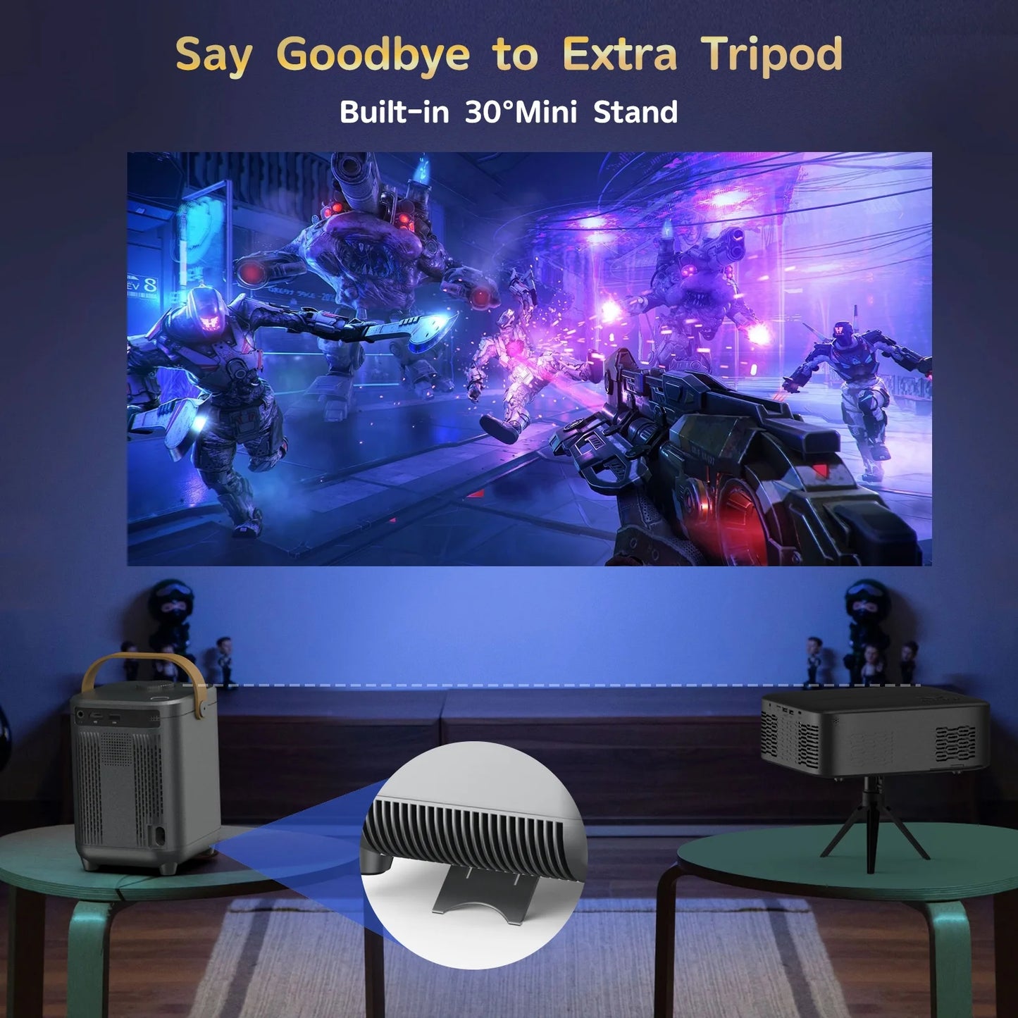 1080P Portable Projector with WiFi and Bluetooth Connectivity