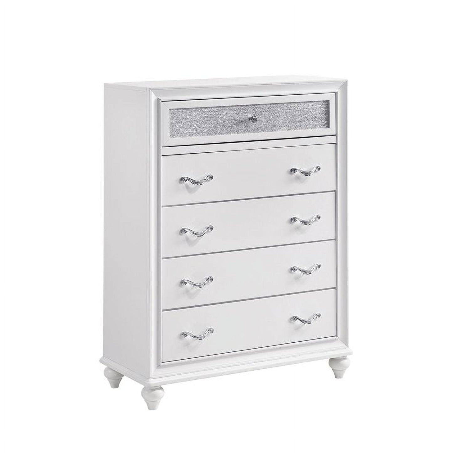 Barzini 5-Piece Glam Upholstered Queen Bedroom Set by in White