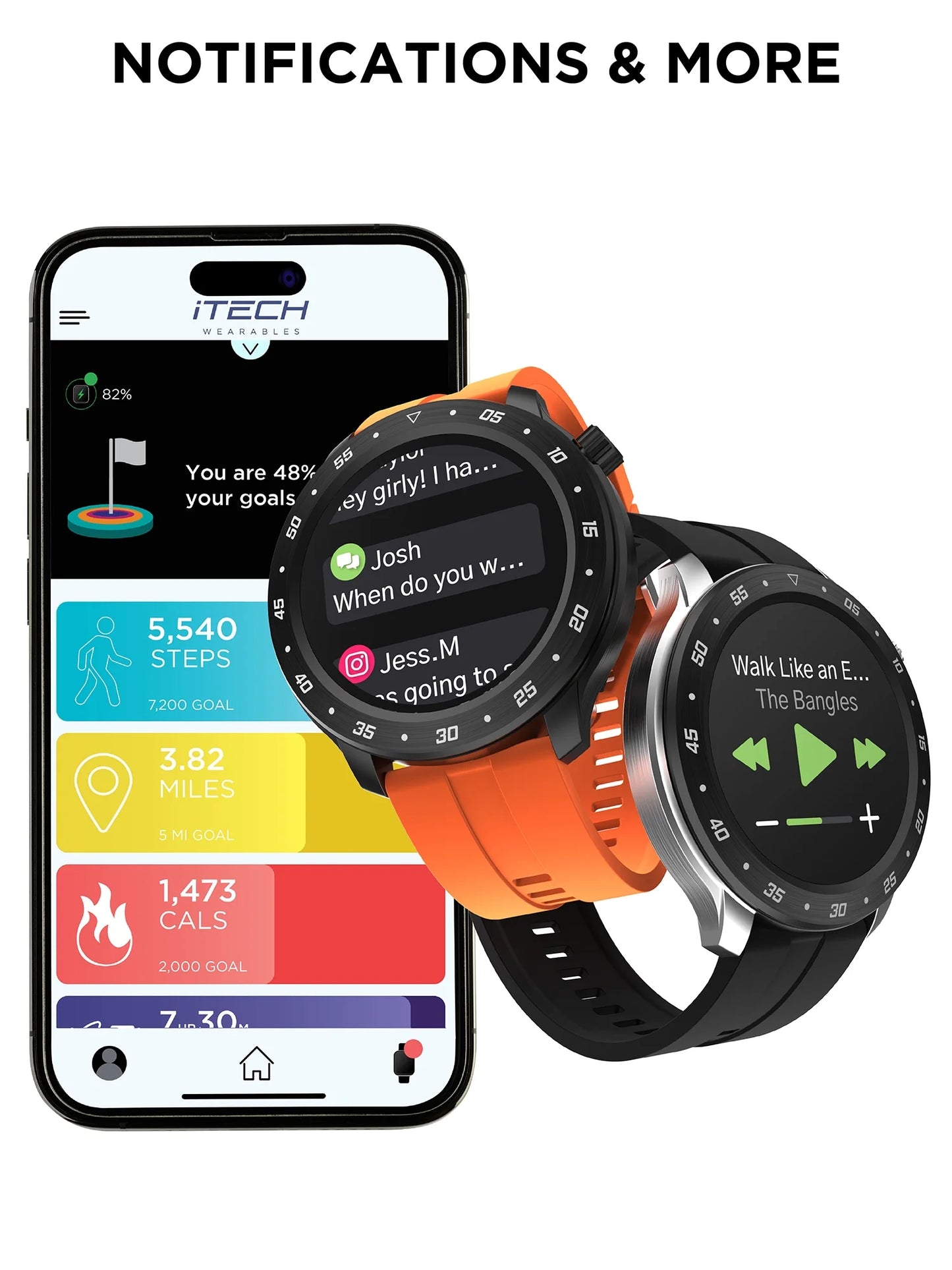 Bold 3 Unisex Smart Watch with Silicone Strap in Orange