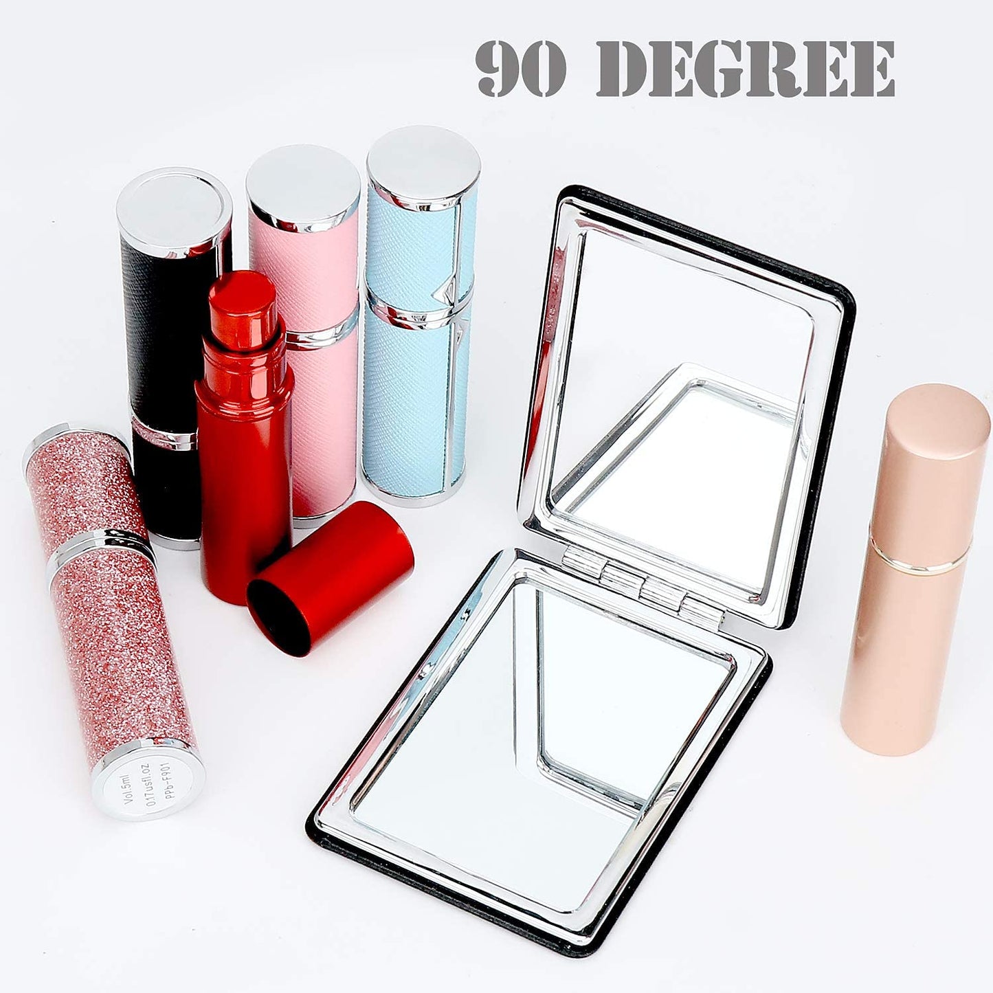 Portable Double-Sided Magnifying Vanity Mirror for Men - Black Travel Makeup Mirror for Handbag or Pocket, Ideal for Daily and Business Use