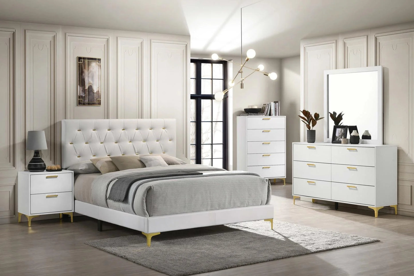 Kendall 5-Piece Eastern King Bedroom Set in White Finish