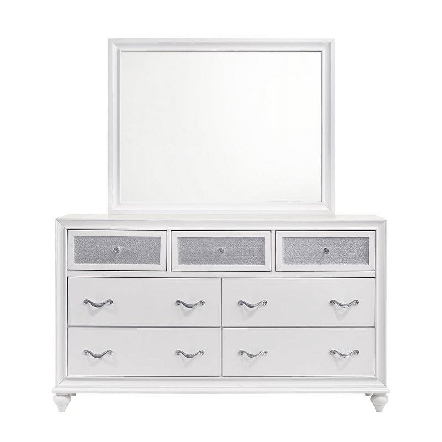 Barzini 5-Piece Glam Upholstered Queen Bedroom Set by in White