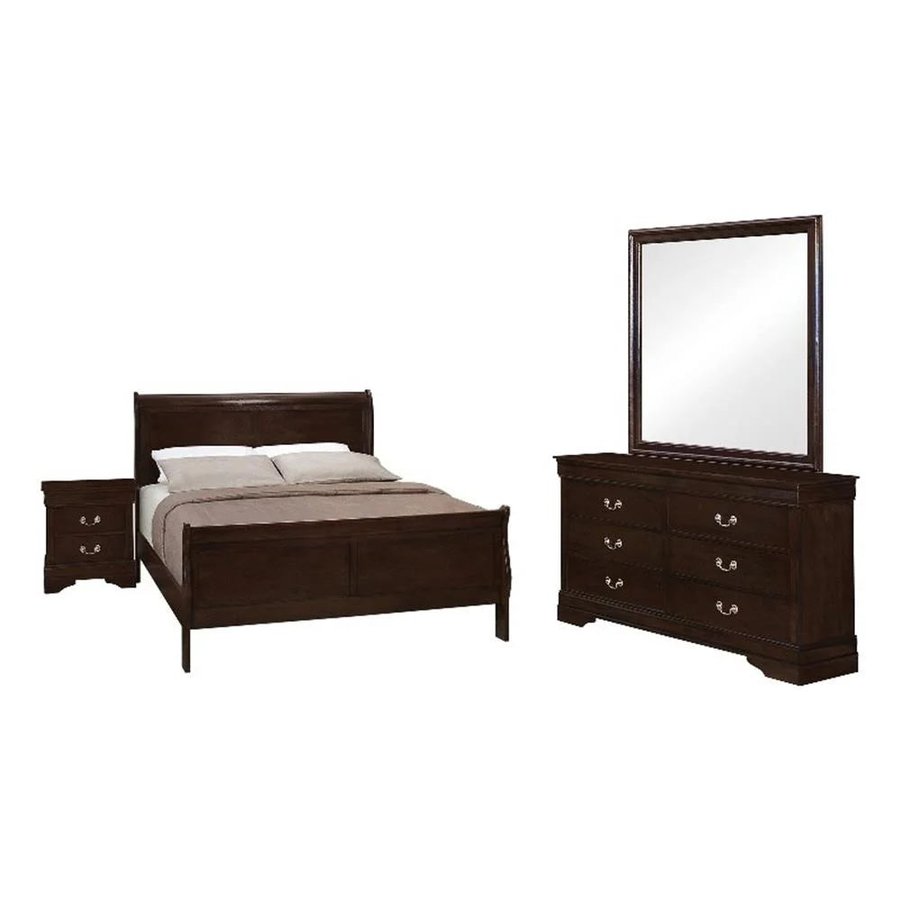 Louis Philippe High Headboard Panel Bedroom Set