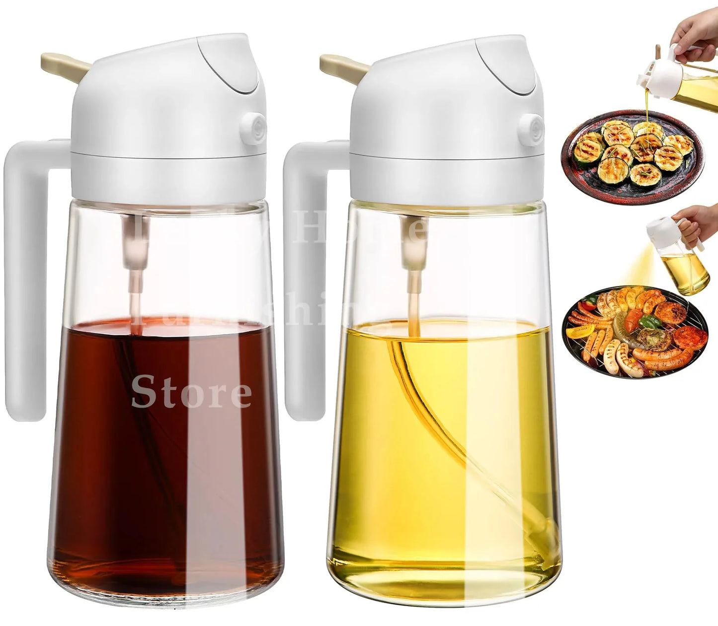 Spray for Olive Oil Dispenser Plastic 2 in 1 Oil Spray&Pour Oil Mister Bottle Cooking BBQ Baking Airfryer 500ML for Oil Bottles