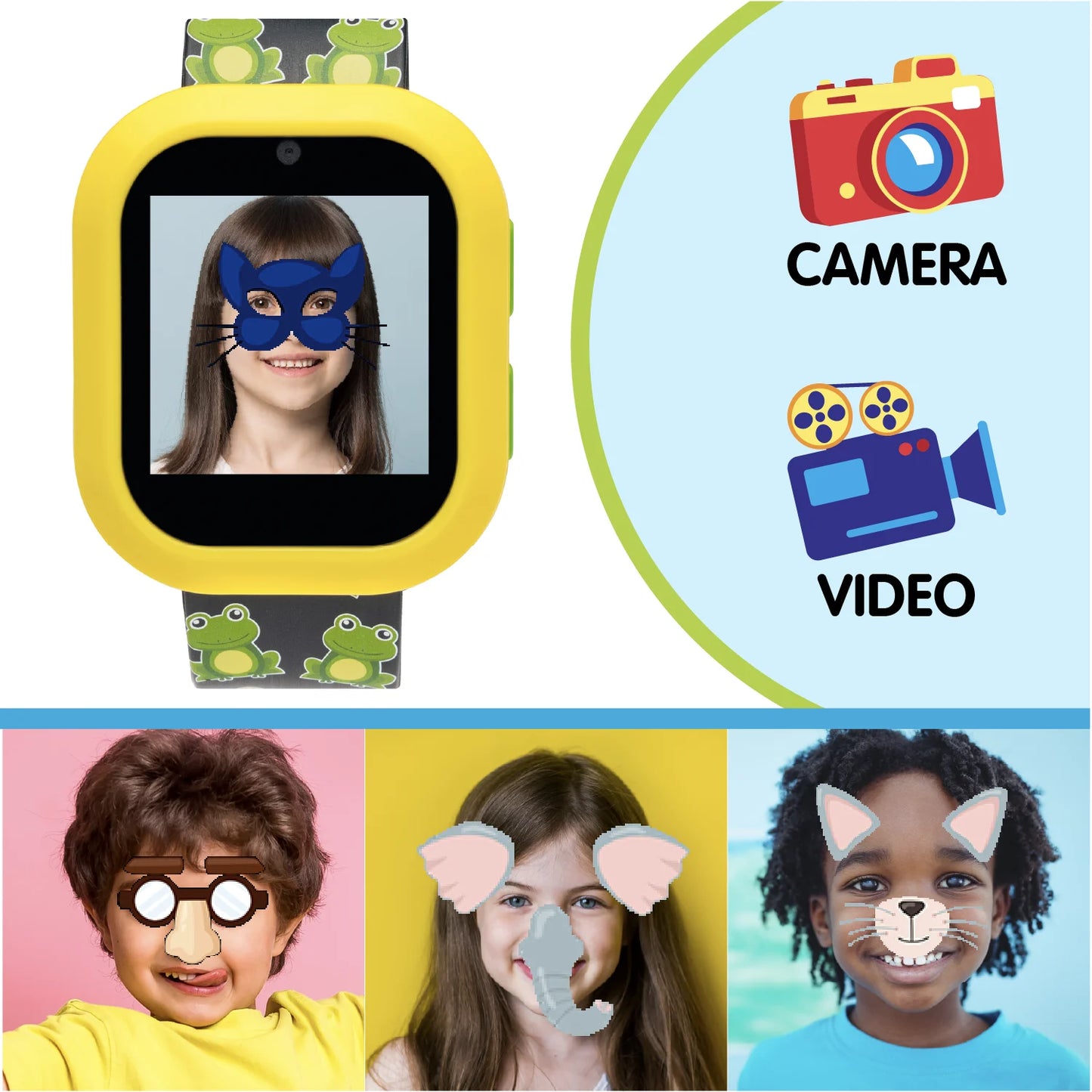 Itech Jr Frog Smartwatch for Kids with On-Ear Light-Up Bluetooth Headphones