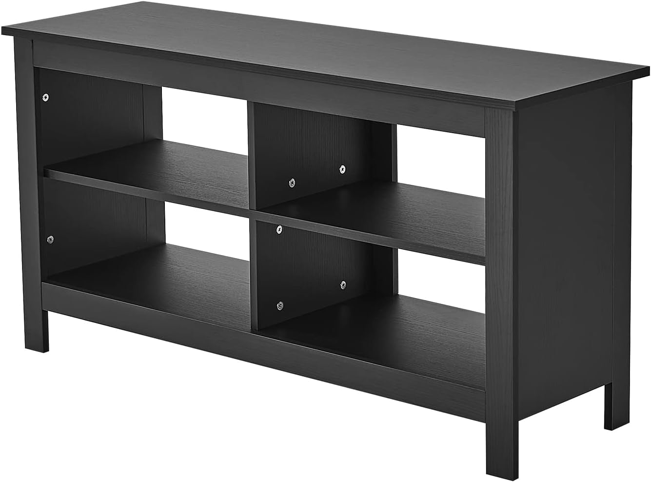 Black TV Stand for 50-Inch Television with Storage Shelves - Versatile Entertainment Center and Media Console for Living Room and Bedroom