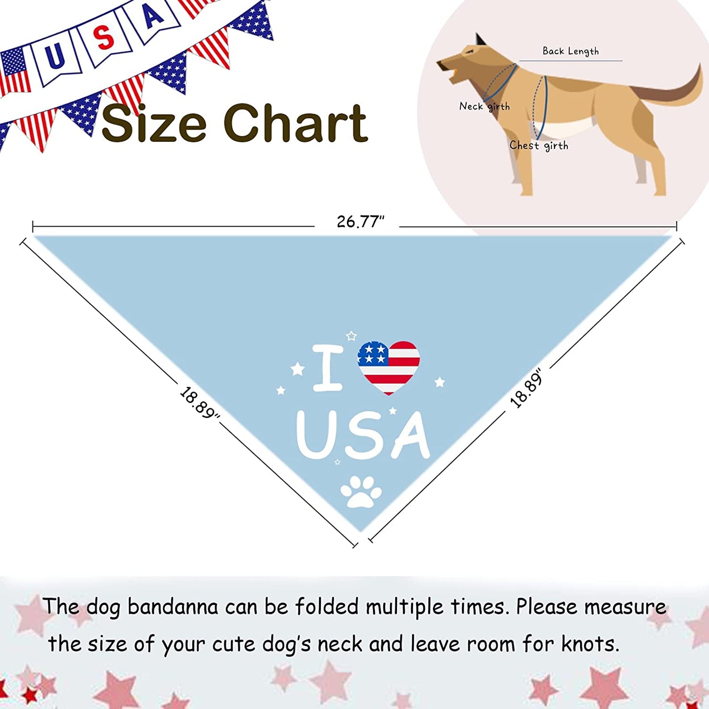 Fourth of July Dog Bandana,Dog Bandanas 4Th of July,Independence Day Patriotic Dog Bandana American Boy Dog Bandana for Large