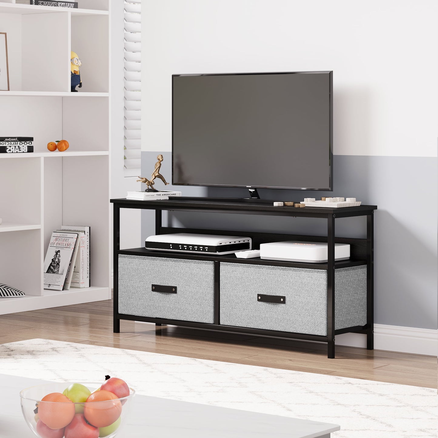 50-Inch Dresser TV Stand with 2 Drawers and Shelves - Compact Media Console for Bedroom