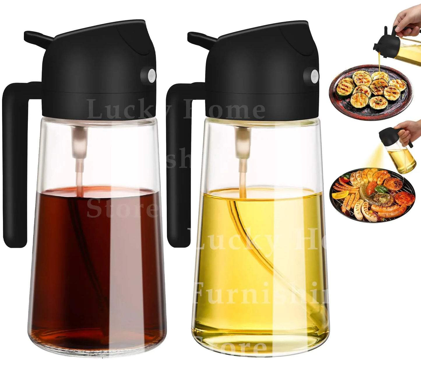 Spray for Olive Oil Dispenser Plastic 2 in 1 Oil Spray&Pour Oil Mister Bottle Cooking BBQ Baking Airfryer 500ML for Oil Bottles