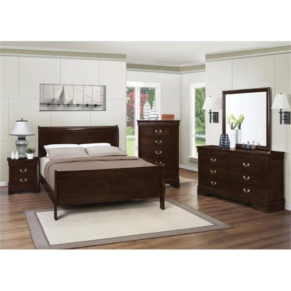 Louis Philippe High Headboard Panel Bedroom Set