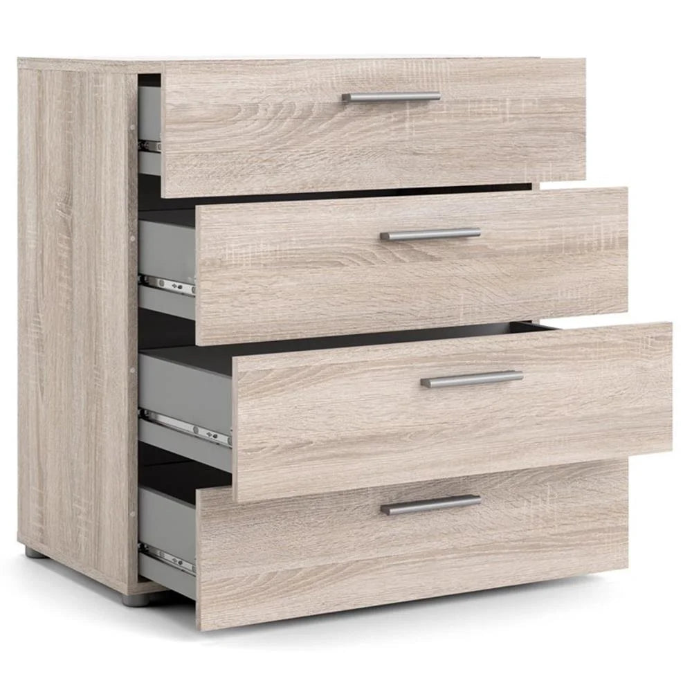Truffle Finish 4-Piece Bedroom Set with 8-Drawer Dresser, 4-Drawer Chest, and Two 2-Drawer Nightstands