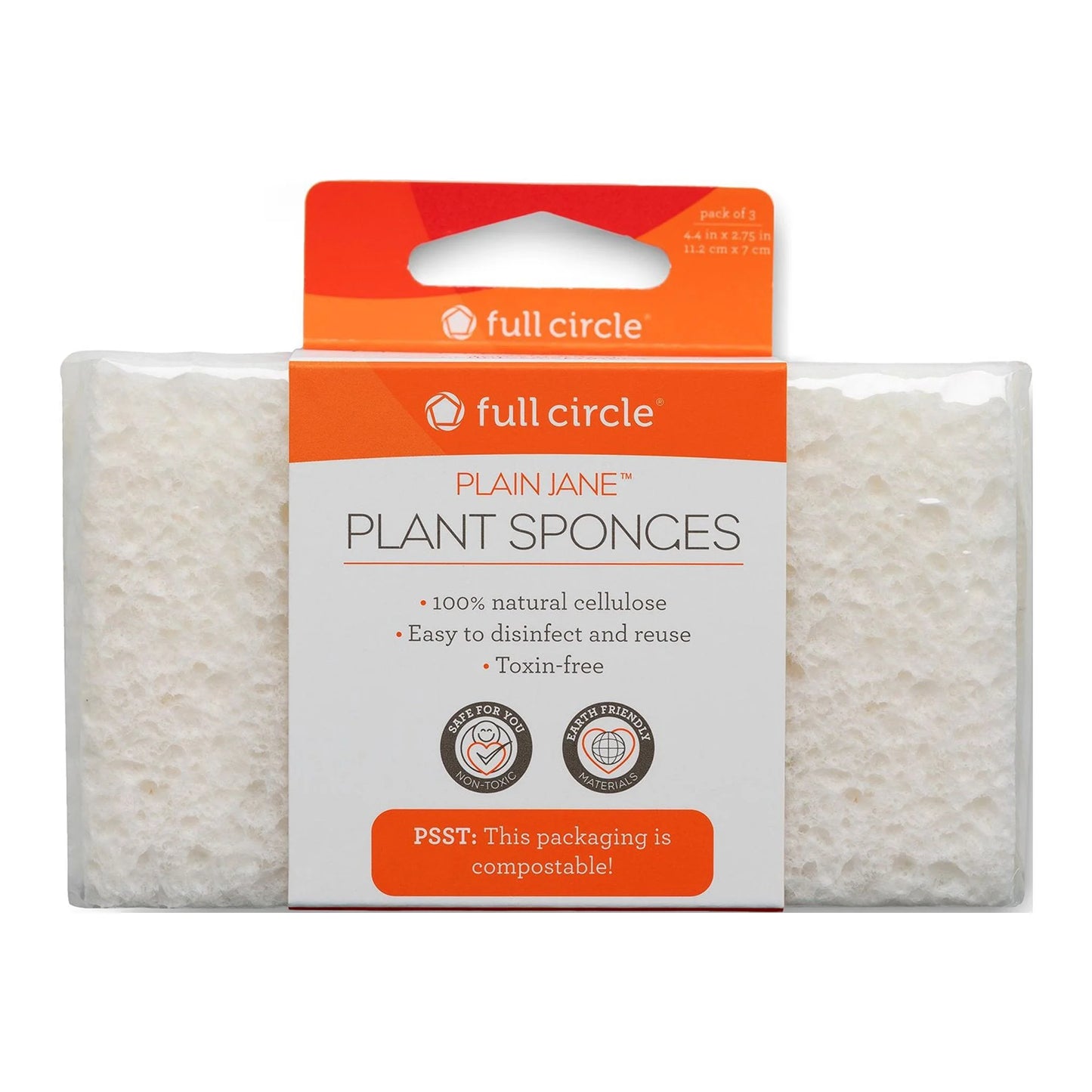 Plain Jane Natural Cellulose Kitchen Sponges - Compostable & Plastic Free - Set of 3