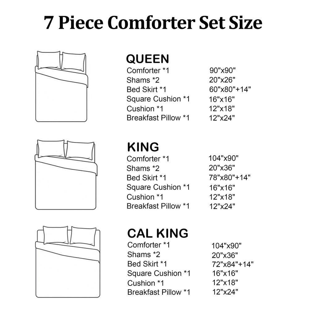 7-Piece Multi-Colored Patchwork Polyester King Comforter Set Luxury Bed in a Bag