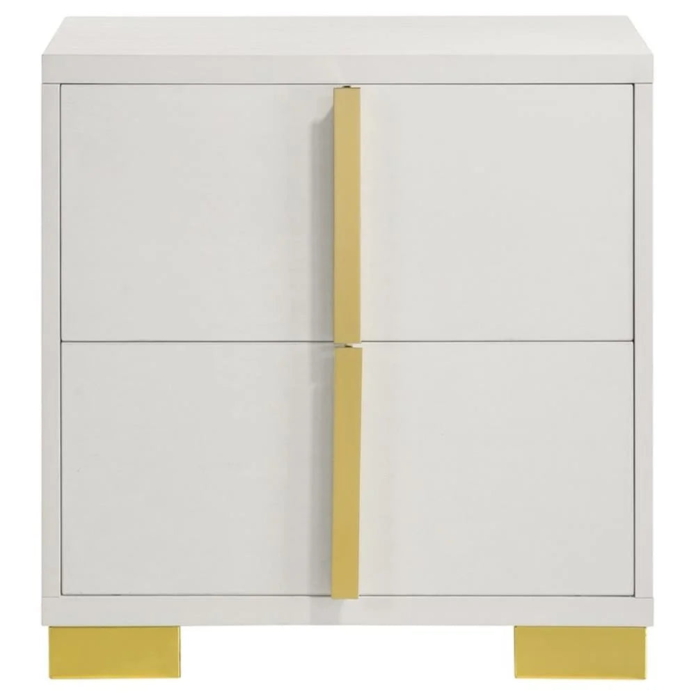 Contemporary 4-Piece Queen Bedroom Set in White and Gold by