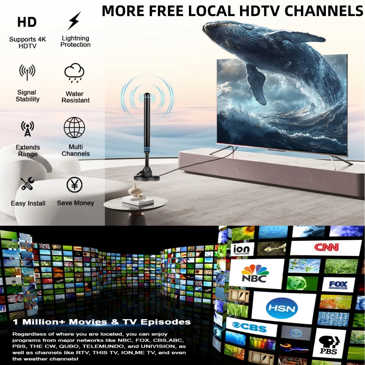 Indoor HD Amplified TV Antennas for Free Channels