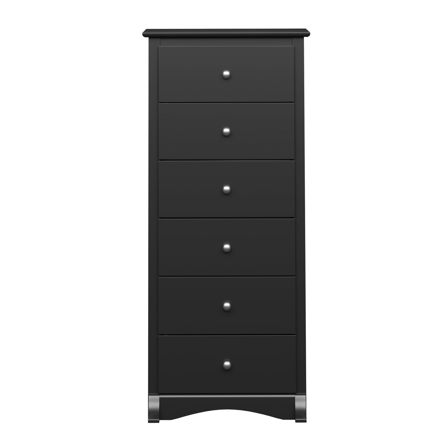 Sonoma 6-Drawer Wooden Dresser Chest, 19" x 23.25" x 52.75", Black Finish