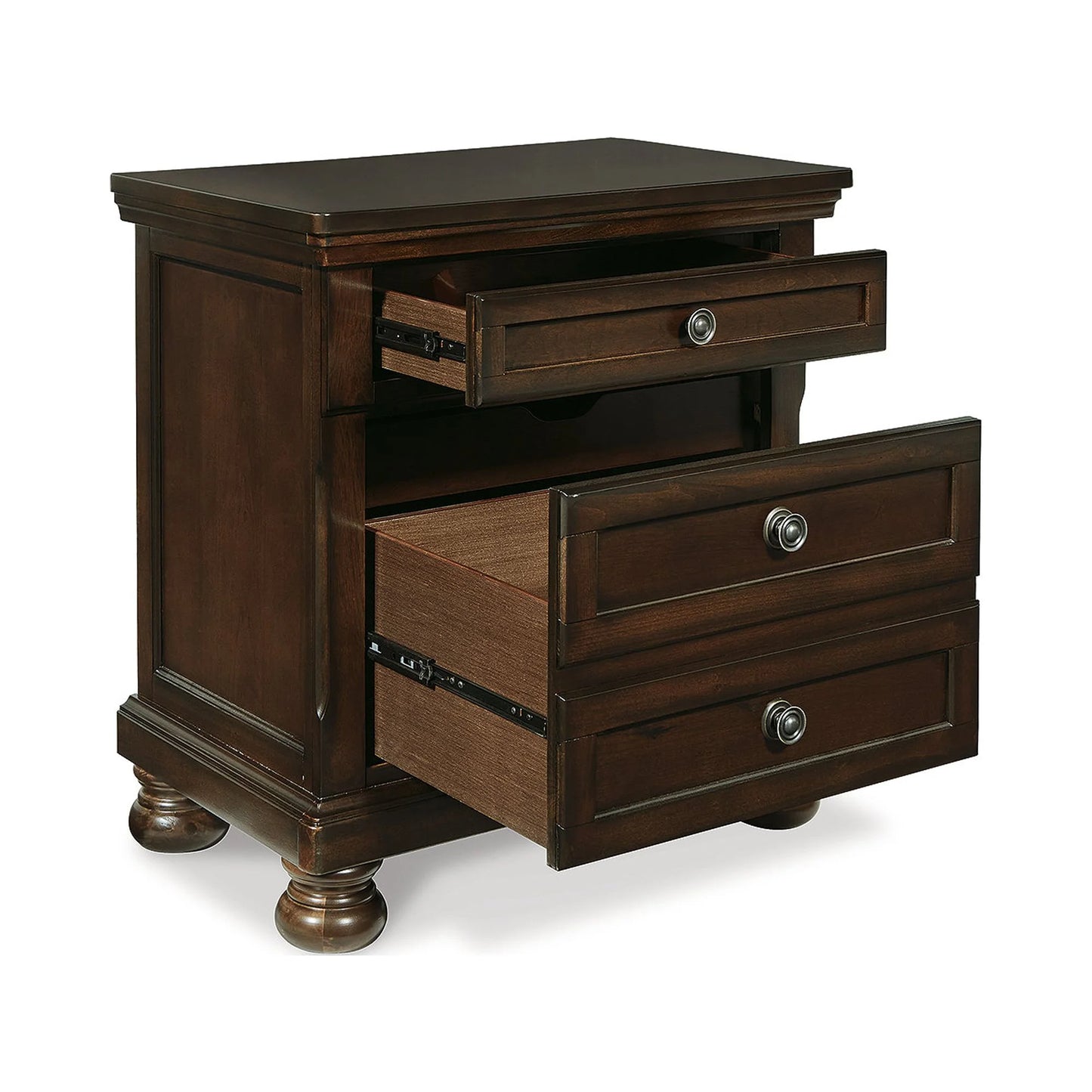 Ashley Porter Classic Nightstand with Dovetail Joinery and Ball-Bearing Slides, Dark Brown Finish, 2 Drawers