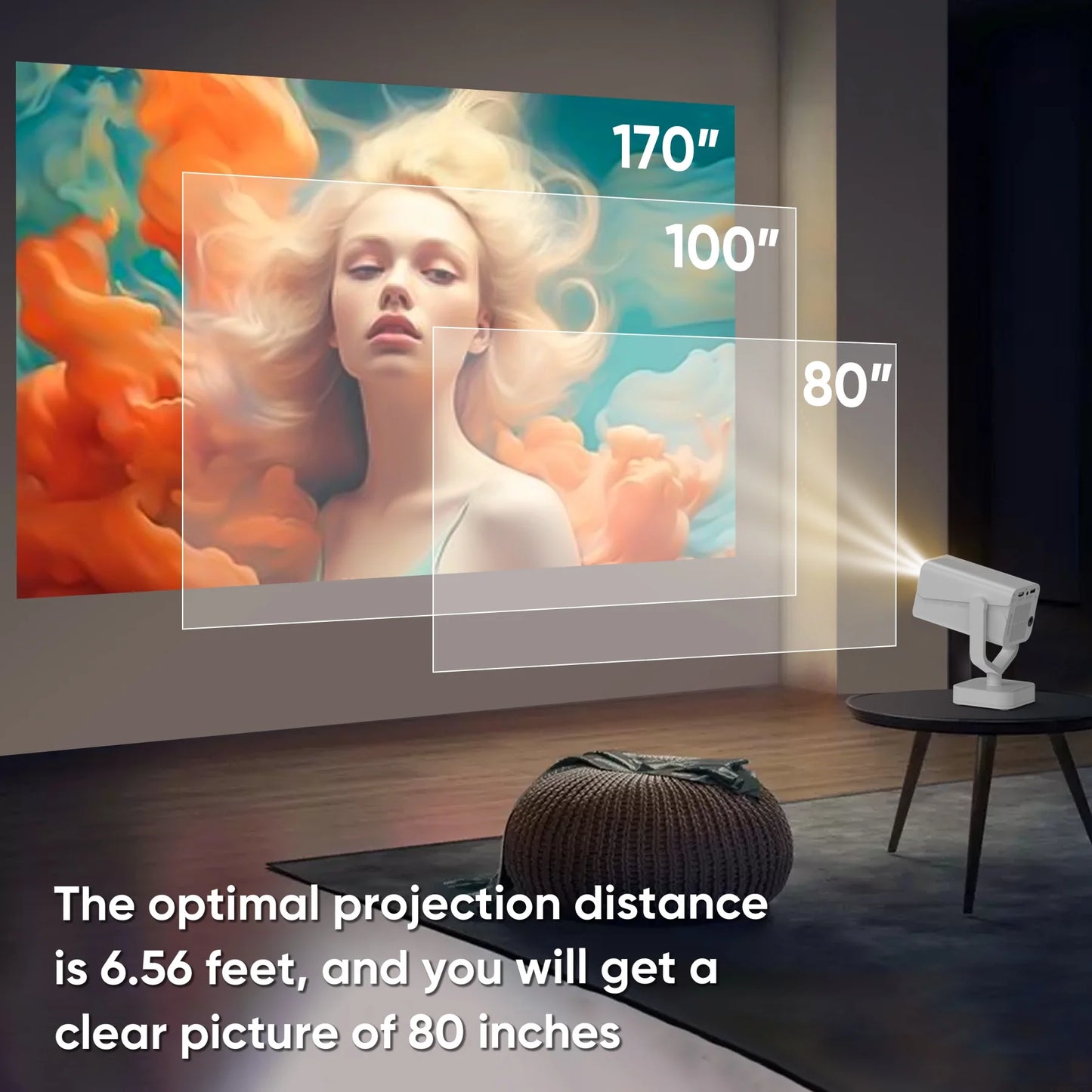 Mini Projector with Built-In Apps, WiFi and Bluetooth Connectivity, HD 1080P Video, and Android Operating System