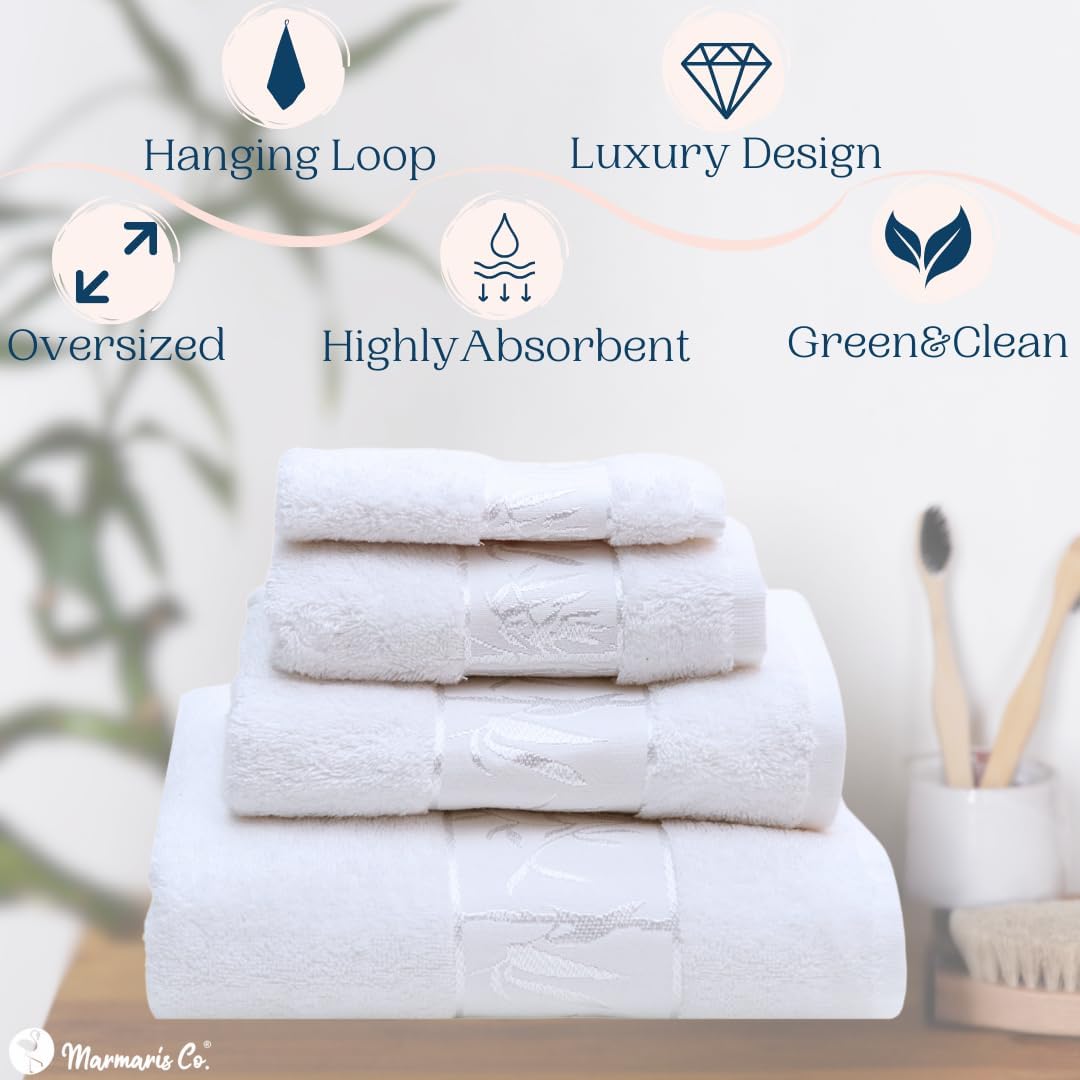 Set of 4 Luxury Bamboo & Turkish Cotton Super Soft Towels