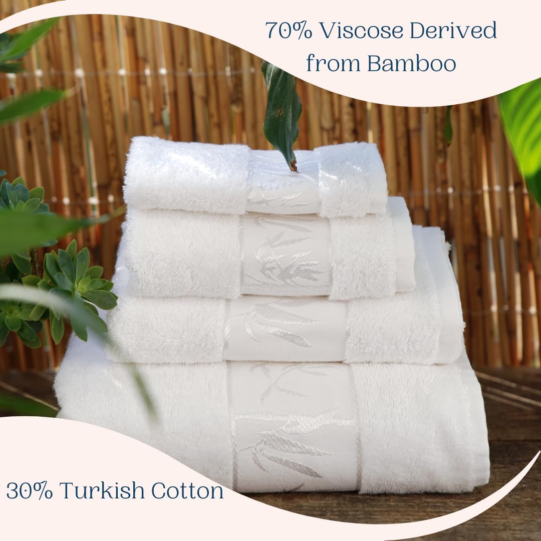 Set of 4 Luxury Bamboo & Turkish Cotton Super Soft Towels