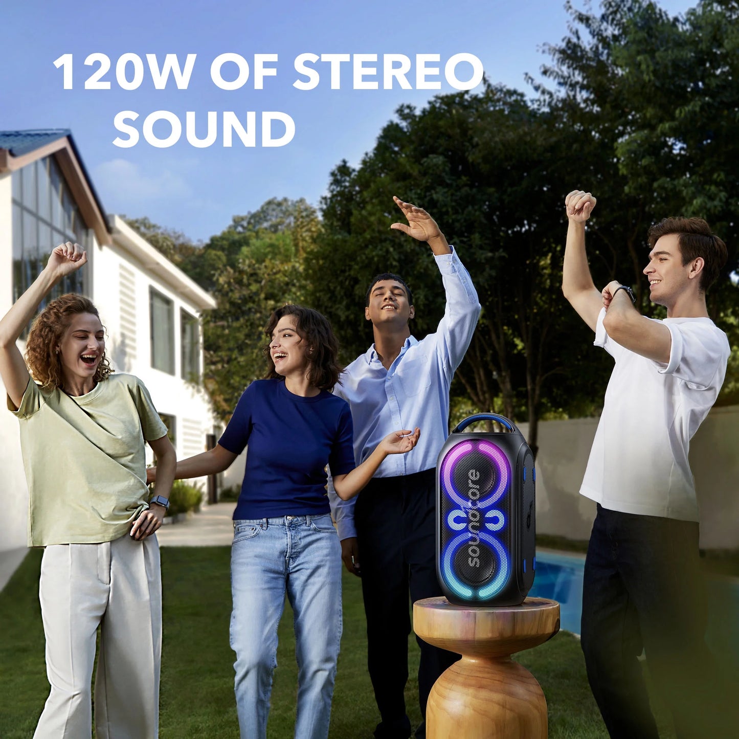 Rave Party 2 Portable Bluetooth Speaker, 120W, IPX4 Water Resistance, 16-Hour Battery Life