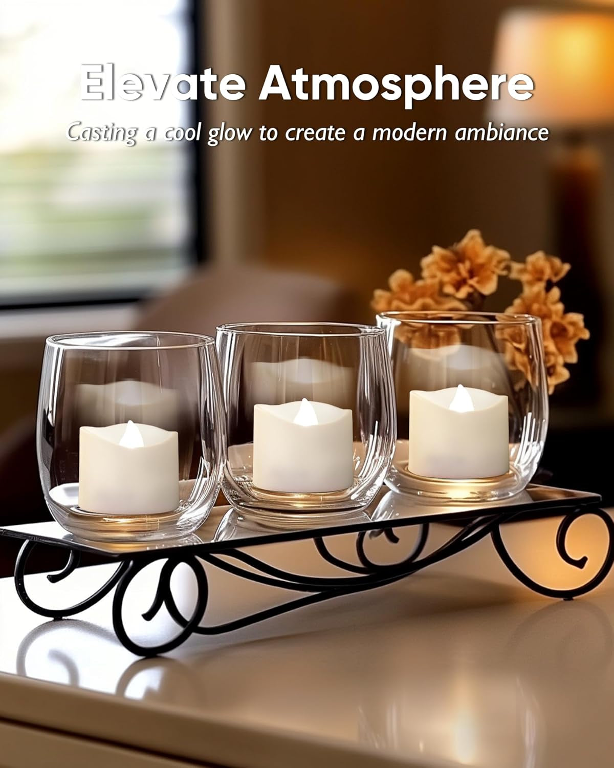 Battery Operated Pure White Flameless LED Tea Light Candles - 24-Pack with 200+ Hours of Use for Holiday, Party, Home Decor, and More