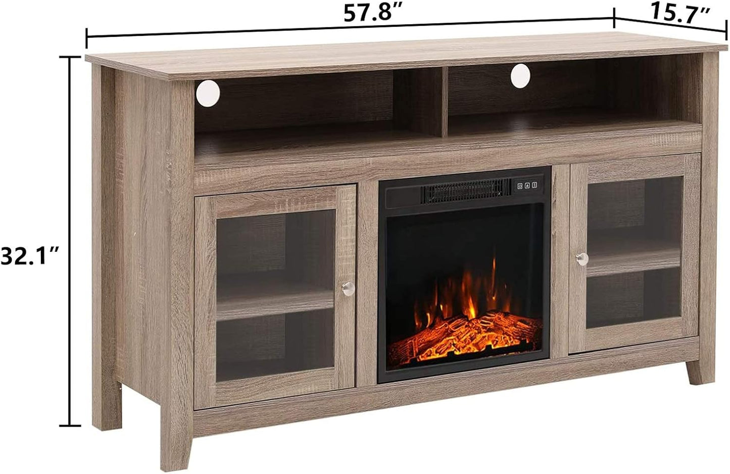 Modern Wood TV Stand and Entertainment Center with Storage for TVs up to 65