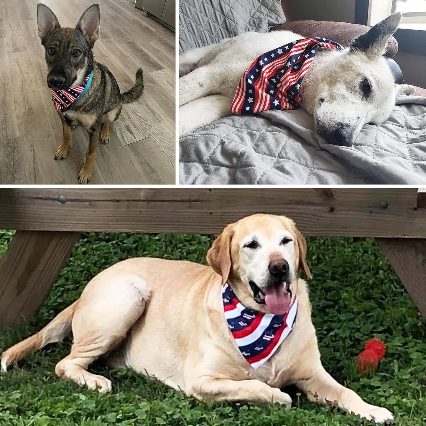 American Flag Dog Bandanas, Multiple Sizes Offered, Triangle Dog Scarf Patriotic 4Th of July Dog Bandanas for Medium Large Dogs (Large, Independence Day-2)