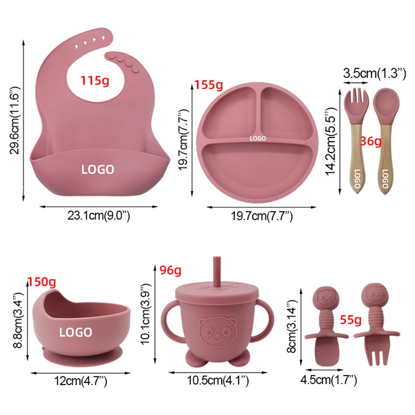 8 PCS Baby Led Weaning Feeding Supplies with Baby Spoon and Fork