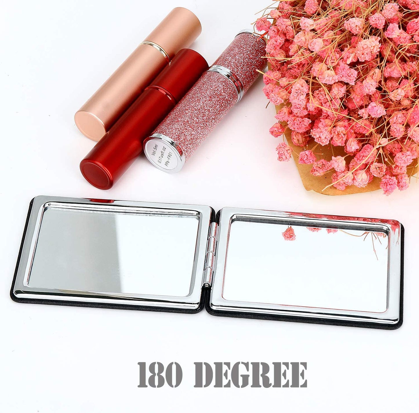Portable Double-Sided Magnifying Vanity Mirror for Men - Black Travel Makeup Mirror for Handbag or Pocket, Ideal for Daily and Business Use