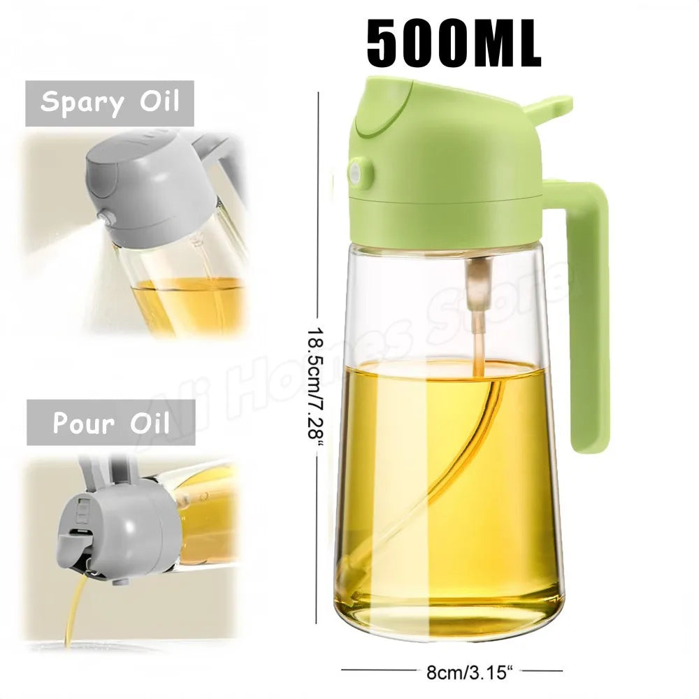 Spray for Olive Oil Dispenser Plastic 2 in 1 Oil Spray&Pour Oil Mister Bottle Cooking BBQ Baking Airfryer 500ML for Oil Bottles