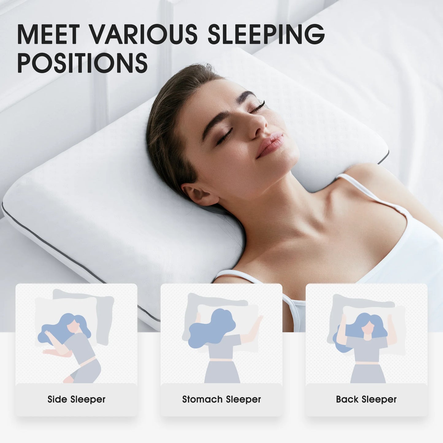 Standard Size Cooling Gel Memory Foam Pillow for Neck Support, 25" x 16