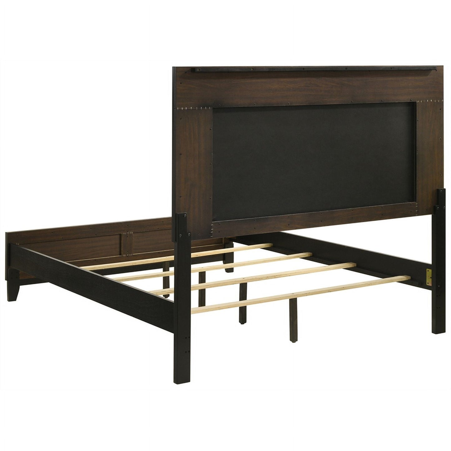5-Piece Contemporary Wood Queen Bedroom Set in Light Brown and Gray