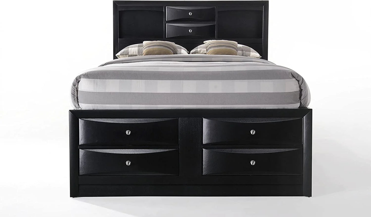 Modern 5-Piece Black Wood King Bedroom Set