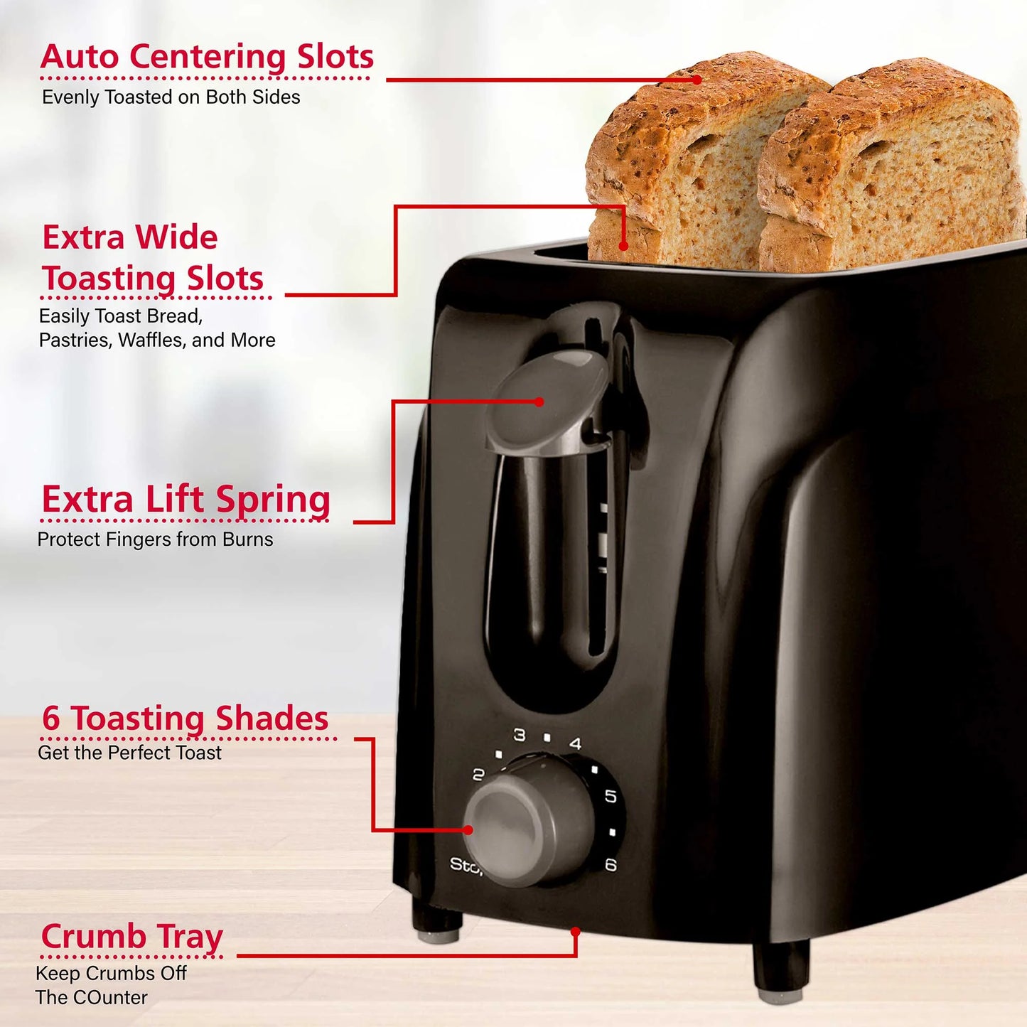 Cool Touch Black 2-Slice Toaster