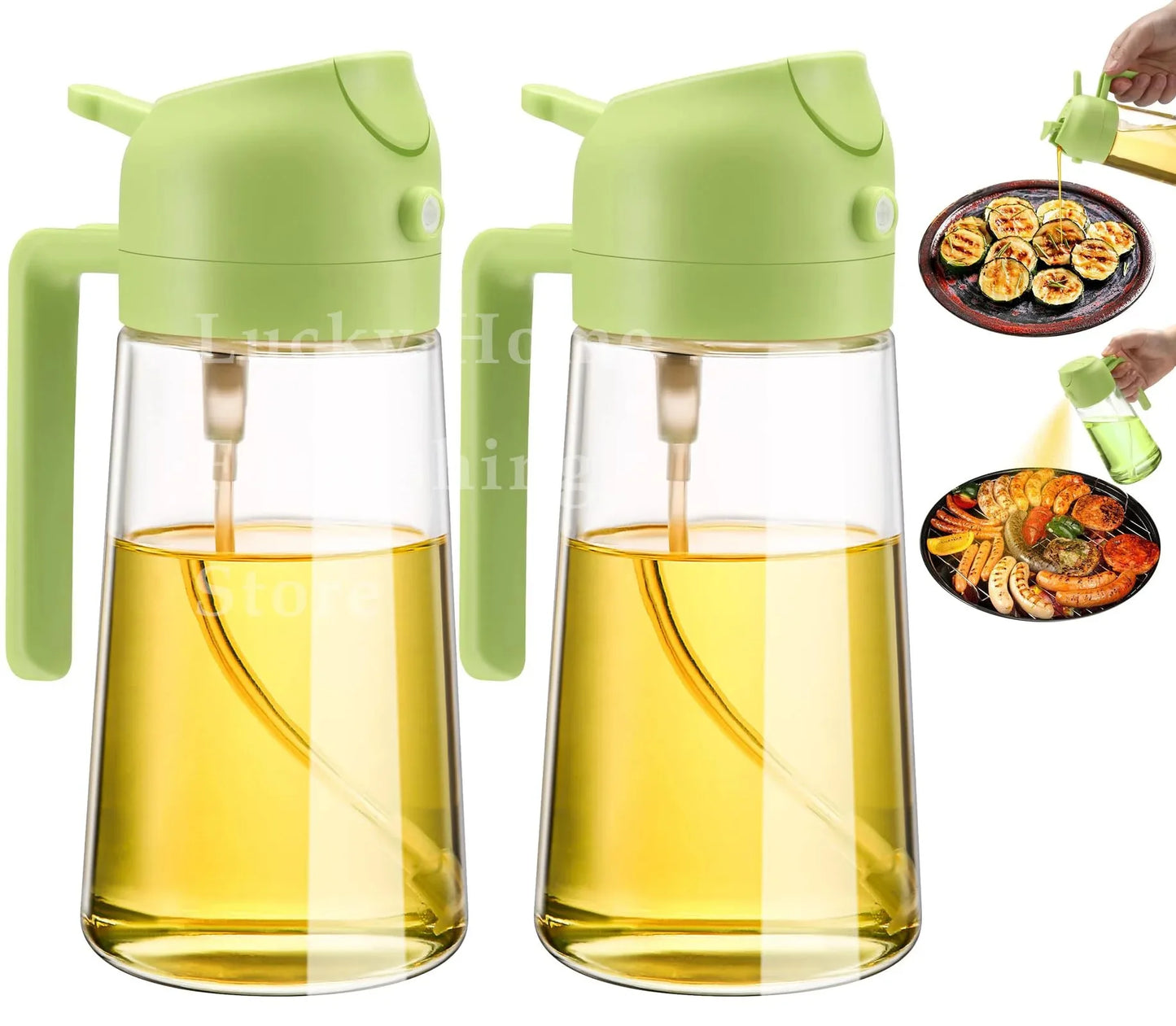 Spray for Olive Oil Dispenser Plastic 2 in 1 Oil Spray&Pour Oil Mister Bottle Cooking BBQ Baking Airfryer 500ML for Oil Bottles