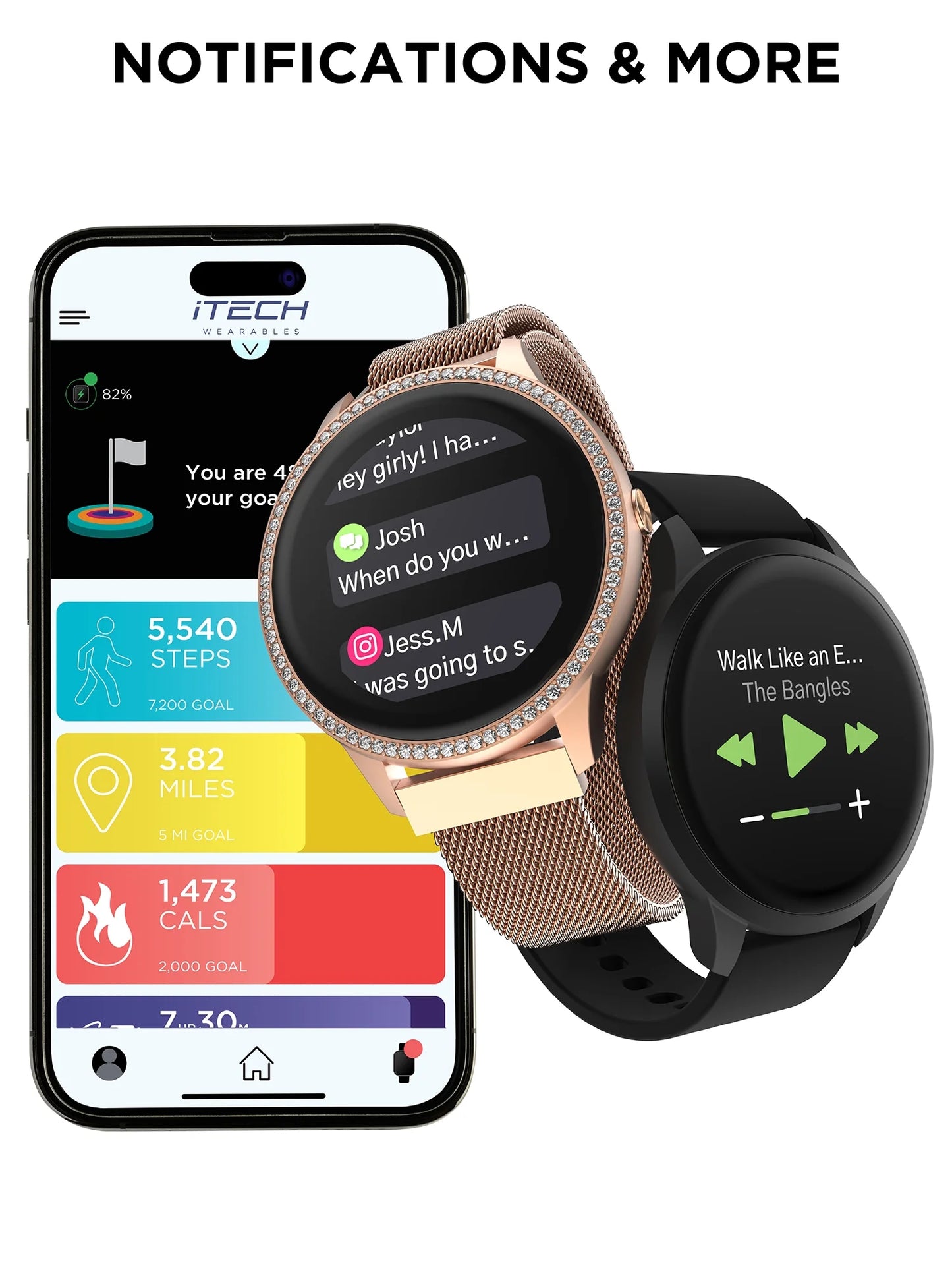 Elite 3 Unisex Adult Round Smartwatch with Black Silicone Strap