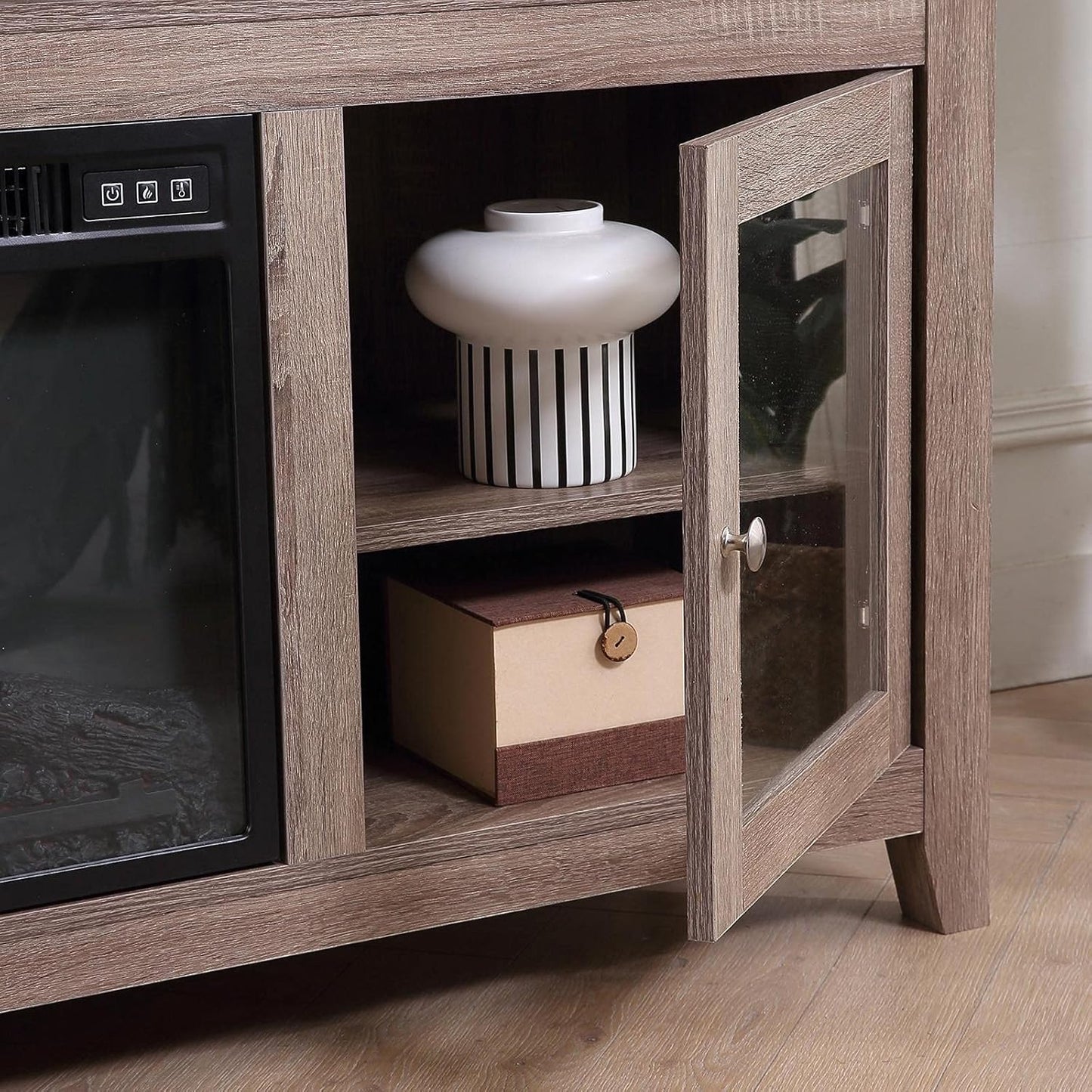 Modern Wood TV Stand and Entertainment Center with Storage for TVs up to 65