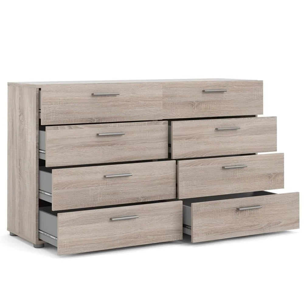 Truffle Finish 4-Piece Bedroom Set with 8-Drawer Dresser, 4-Drawer Chest, and Two 2-Drawer Nightstands