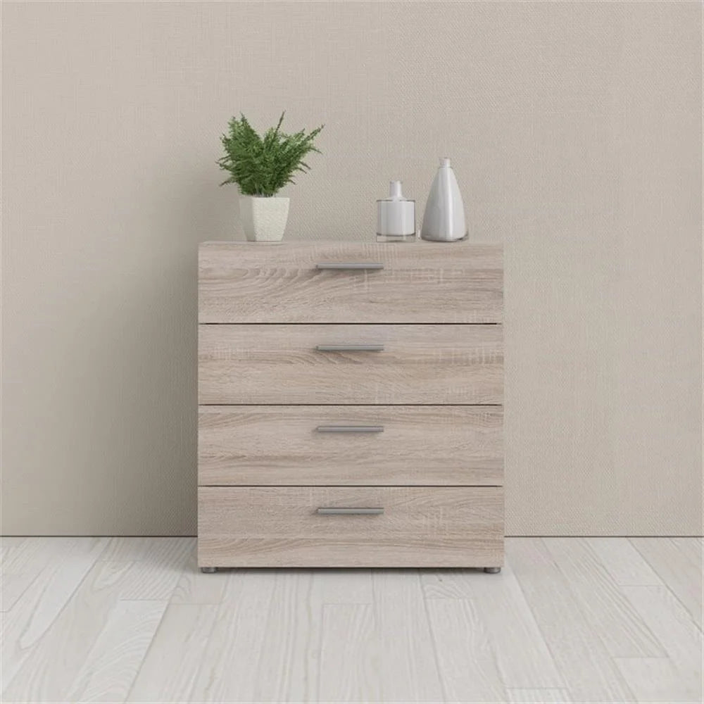 Truffle Finish 4-Piece Bedroom Set with 8-Drawer Dresser, 4-Drawer Chest, and Two 2-Drawer Nightstands