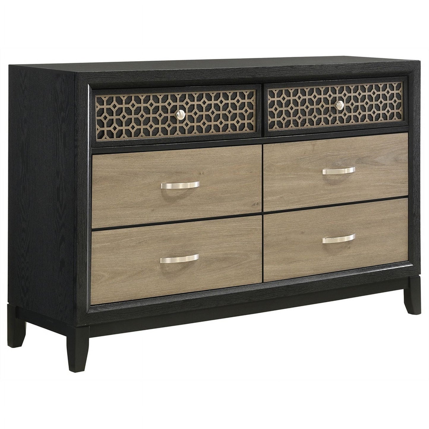 5-Piece Contemporary Wood Queen Bedroom Set in Light Brown and Gray